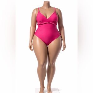 Old Navy Removable Pads V-neck Adjustable Tie Ruffle Pink NWT Swimsuit